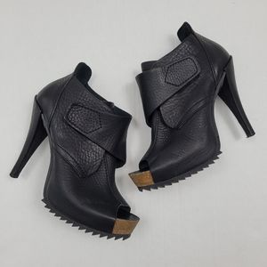Pedro Garcia Chenoa Leather Peep Toe Ankle Booties